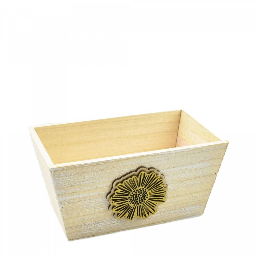 Holz Übertopf Dona gelb 19x11x10cm
