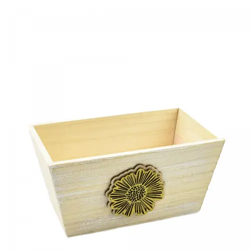 Holz Übertopf Dona gelb 19x11x10cm