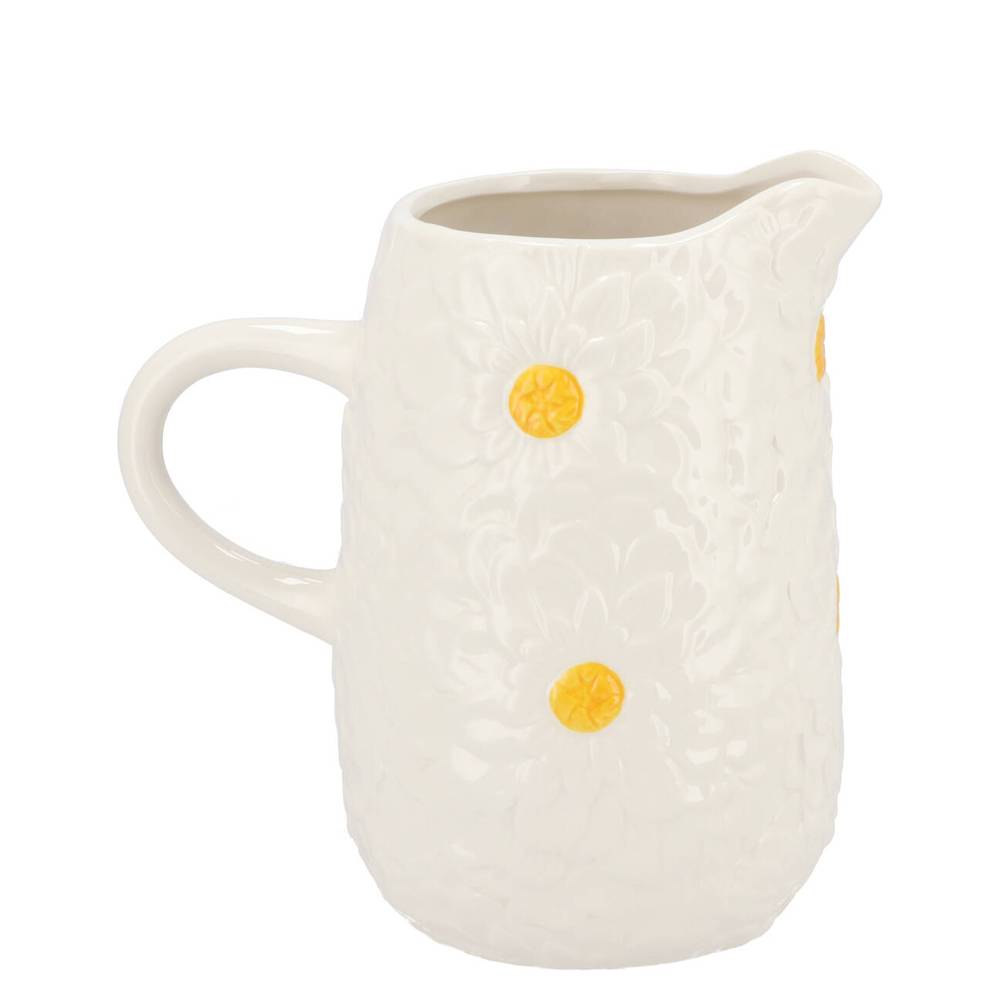 Keramik Kanne Jane Blumen weiss 20x14x20cm