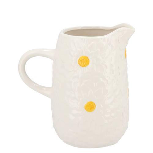 Keramik Kanne Jane Blumen weiss 20x14x20cm