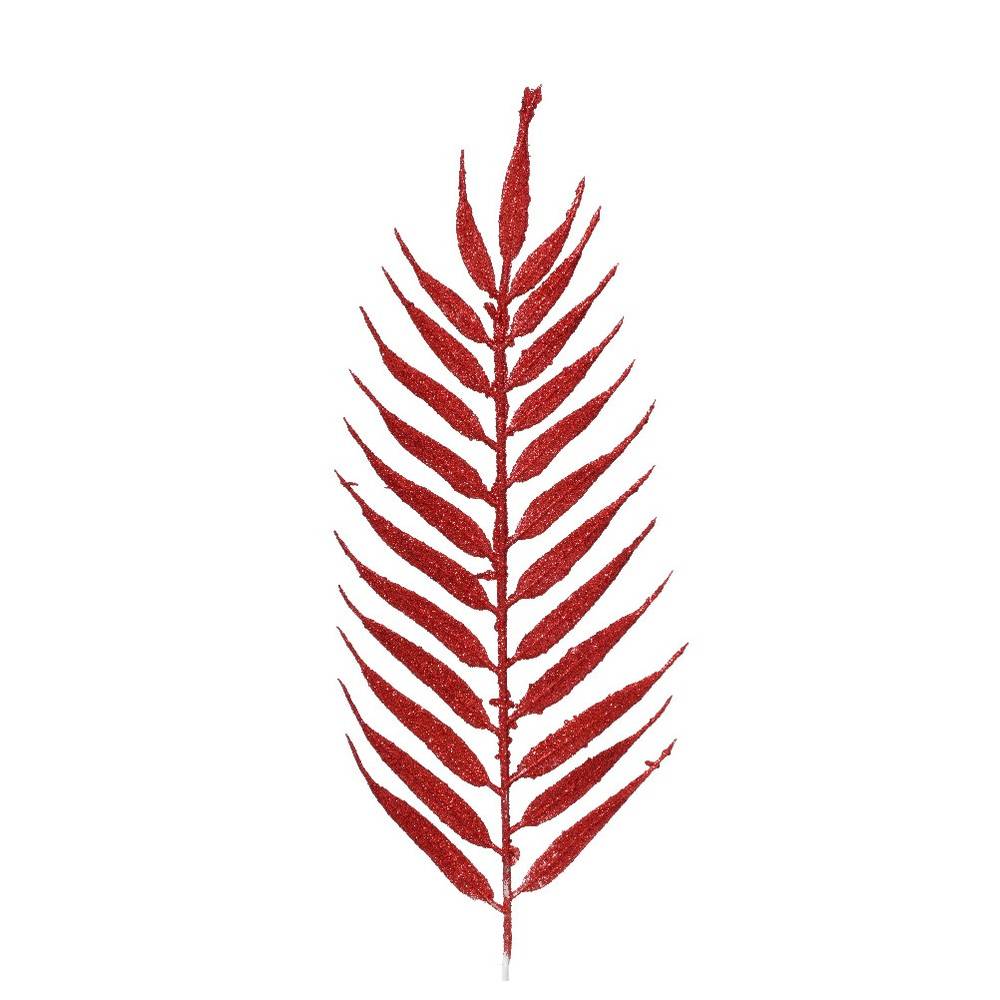 Seiden Blatt Glitzer rot L42cm X4