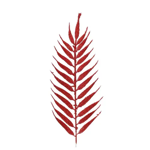 Seiden Blatt Glitzer rot L42cm X4