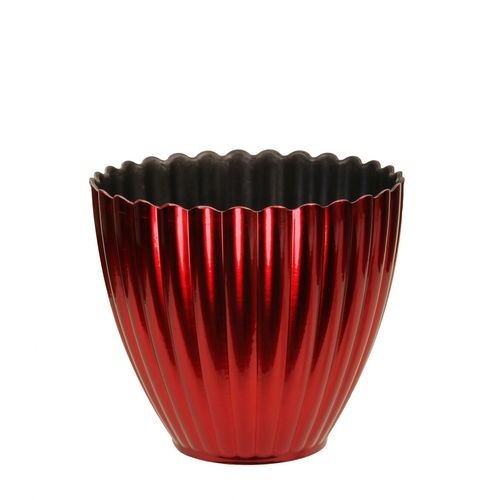 Melamine Übertopf ribbel rot schwarz d13 h11.5cm
