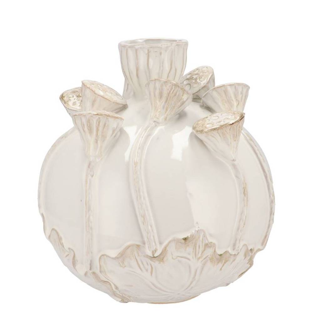Keramik Vase Mara Lotus weiss 26x26x26cm