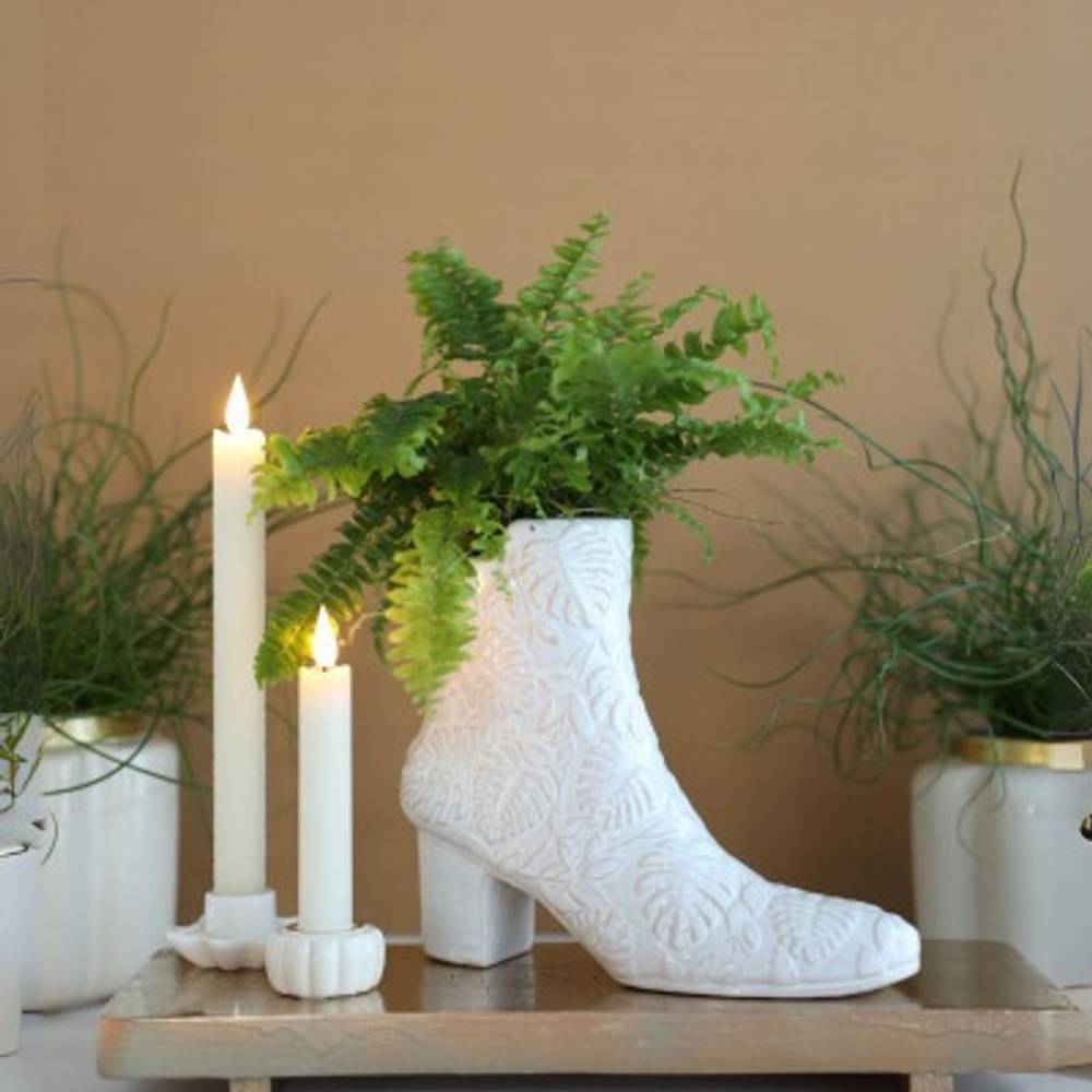 Keramik Vase Bootie weiss 22x07x19cm