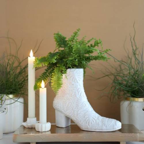 Keramik Vase Bootie weiss 22x07x19cm