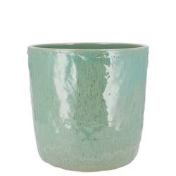 Keramik Übertopf Iron Stone türkis 13x13x13cm