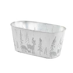 Zink Übertopf X-mas silber 21.5x11x10.5cm
