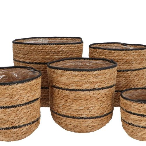 Korb Seegras Laos natur/schwrz 6/Set 28x29cm