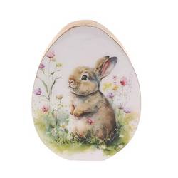 Ei Kaninchen auf Holz D15cm H19cm