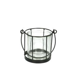 Laterne Metall+Glas schwarz D10/11cm H10.5cm