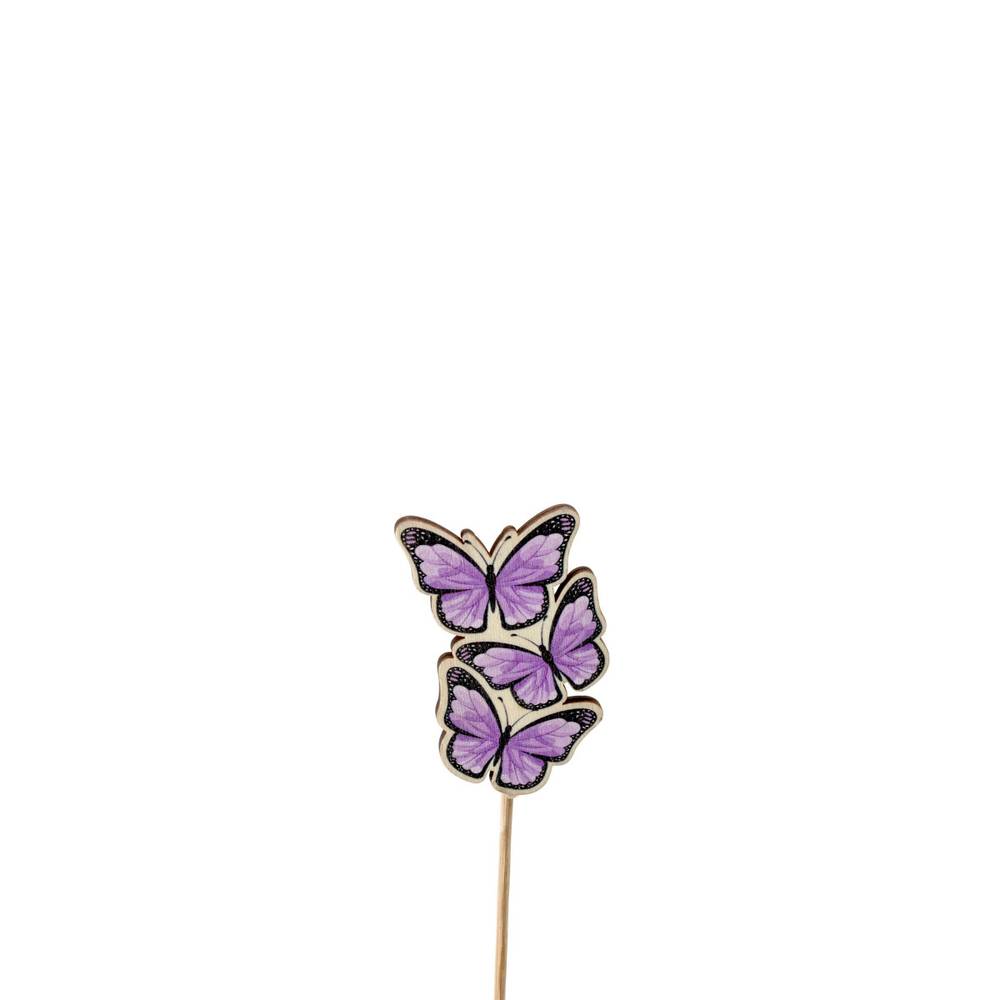 Schmetterling Trio auf Stab lila D08cm L50cm