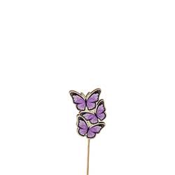 Schmetterling Trio auf Stab lila D08cm L50cm