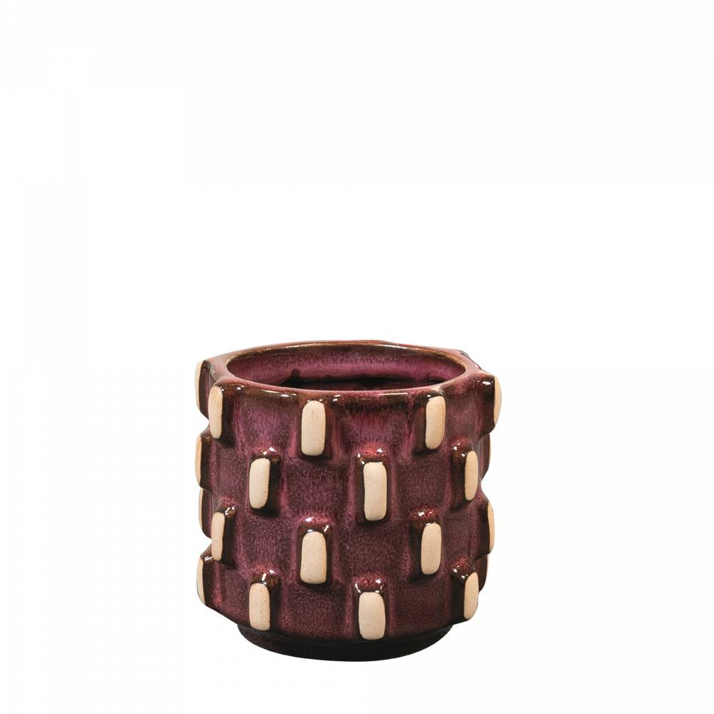Keramik Übertopf Inez weinrot D08cm H07cm