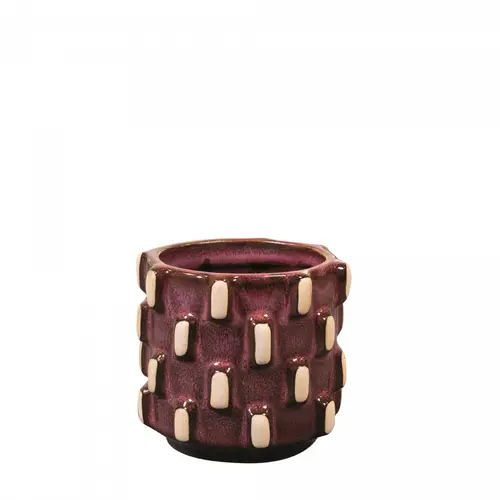 Keramik Übertopf Inez weinrot D08cm H07cm
