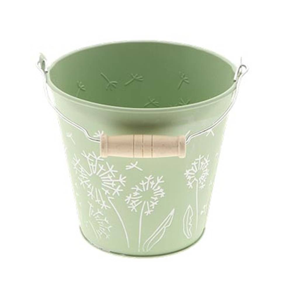 Zink Eimer Blume grün D13cm H12cm