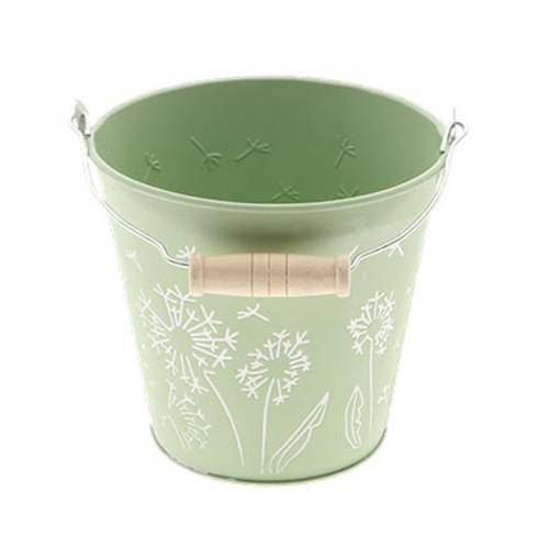 Zink Eimer Blume grün D13cm H12cm