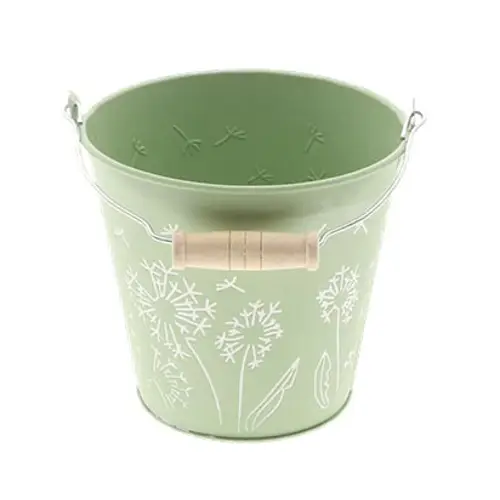 Zink Eimer Blume grün D13cm H12cm