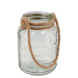 Glas Windlicht Mykonos mit Seil D16cm H23cm
