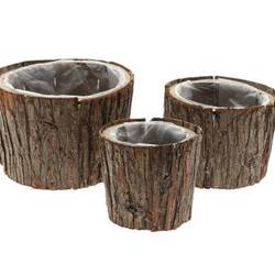 Rinde Übertopf 3/Set natur D26cm H20cm