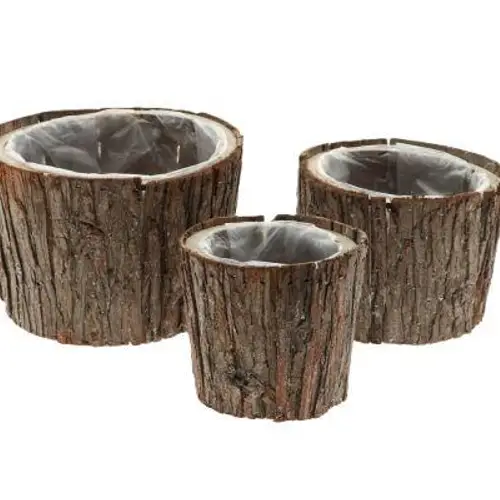 Rinde Übertopf 3/Set natur D26cm H20cm