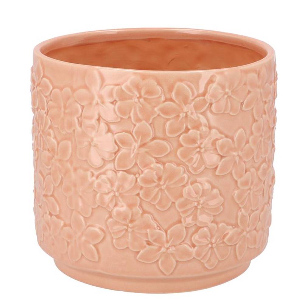 Keramik Übertopf Liv Blumen rosa 20x20x18cm