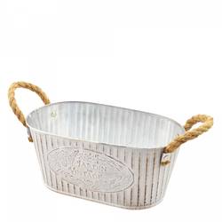 Zink Übertopf Jardin creme 25x14x11cm 