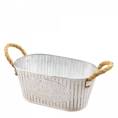 Zink Übertopf Jardin creme 25x14x11cm 