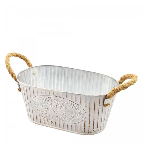 Zink Übertopf Jardin creme 25x14x11cm 