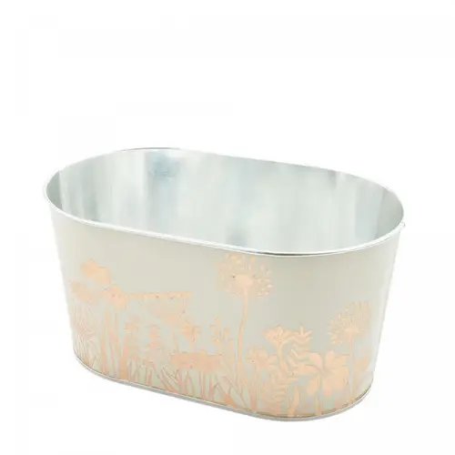 Zink Übertopf Alossi creme 22x14x11cm 