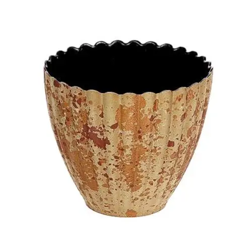 Melamine Übertopf ribble rostig D13cm H11.5cm