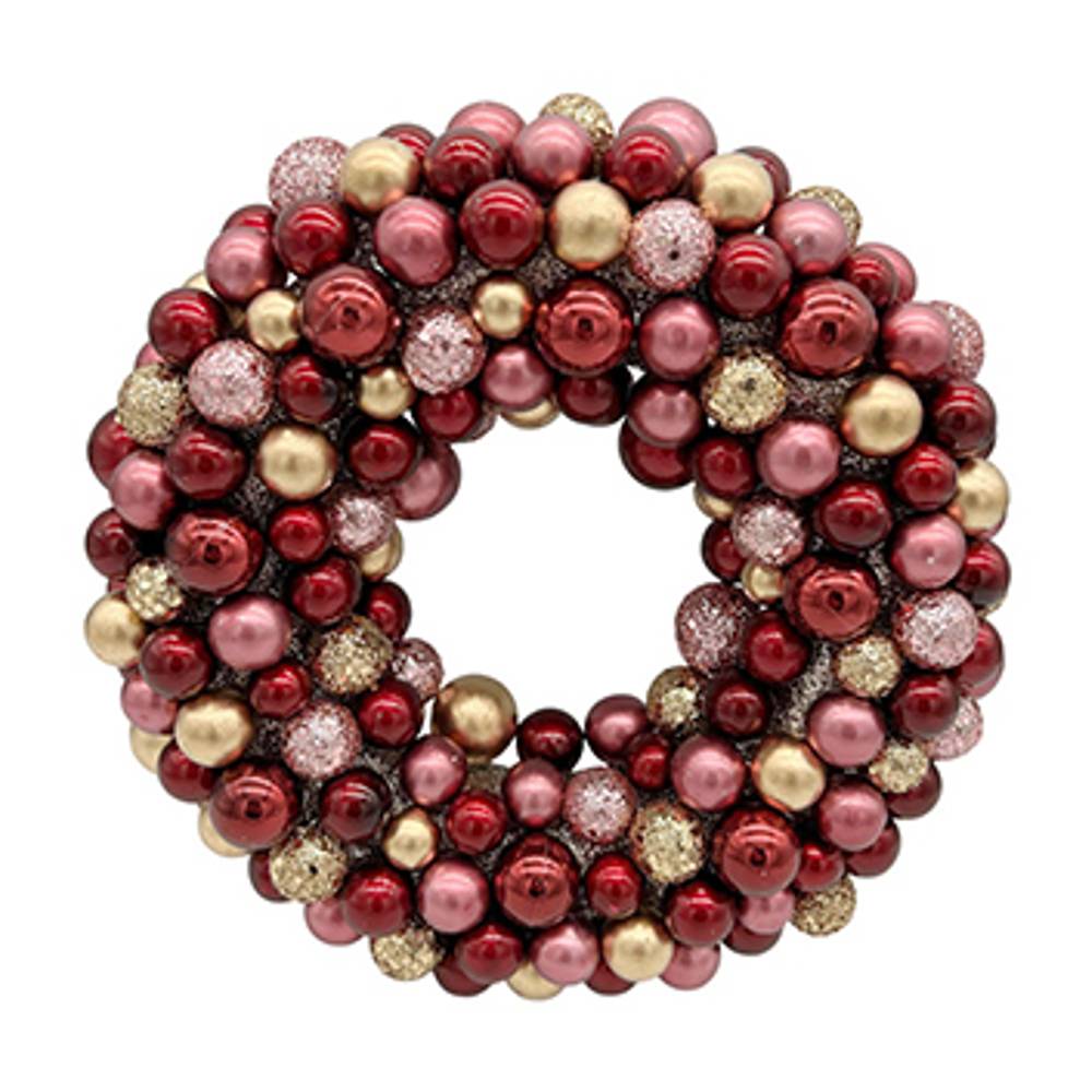 Wreath ball rot/gold D25cm