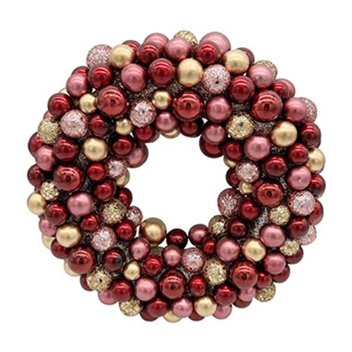 Wreath ball rot/gold D25cm