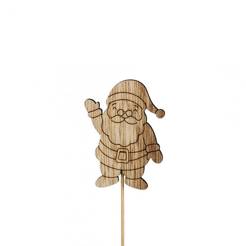 Weihnachtsmann Holz auf Stab D08cm H20cm
