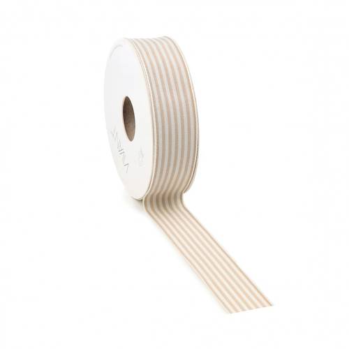 Band Vivant Streifen creme/weiss  25mm 20m