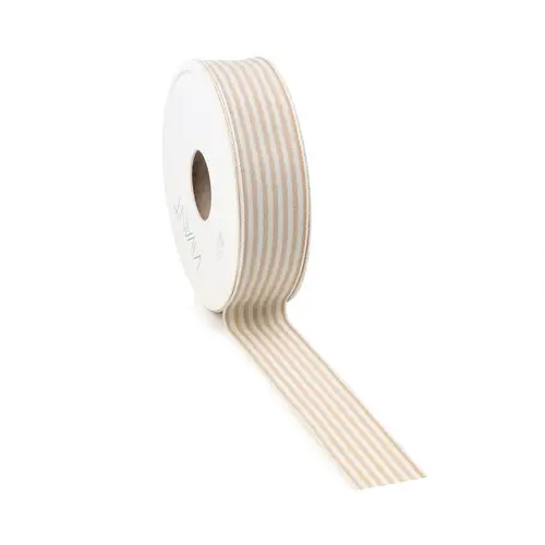 Band Vivant Streifen creme/weiss  25mm 20m