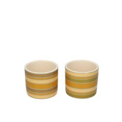 Keramik Übertopf Streifen gelb mix D08cm H08cm