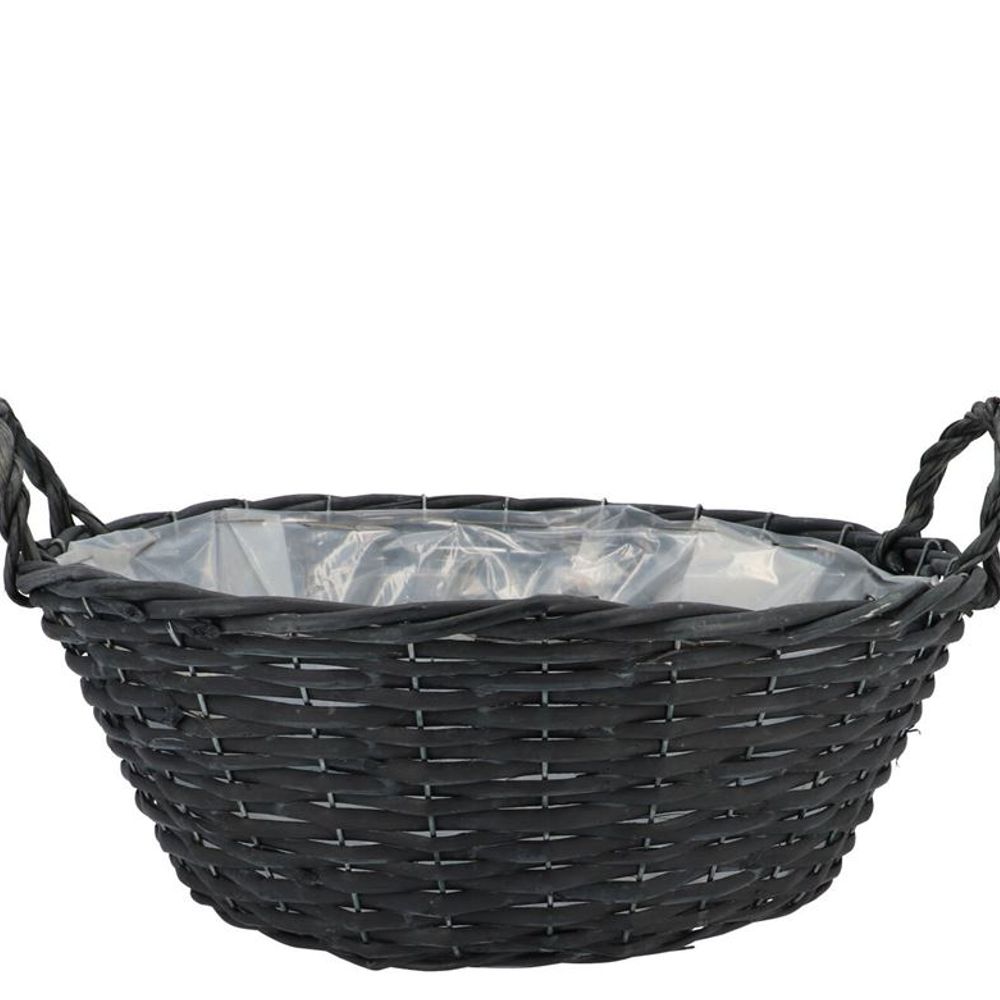 Korb Henkel Weide schwarz D30cm H12cm