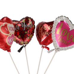 Ballon auf Stab Herz Love mix rot/rosa D18cm