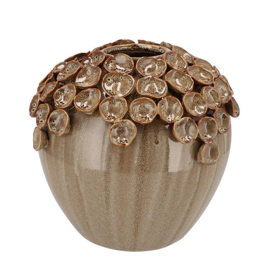Keramik Vase Nancy Blumen braun 21x21x22cm