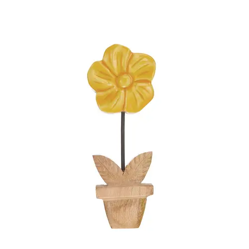 Holz Blume auf Standard gelb 25cm