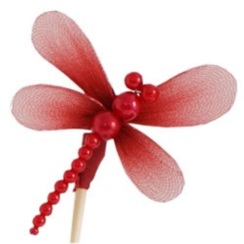 Libelle auf Stab rot L50cm D08cm