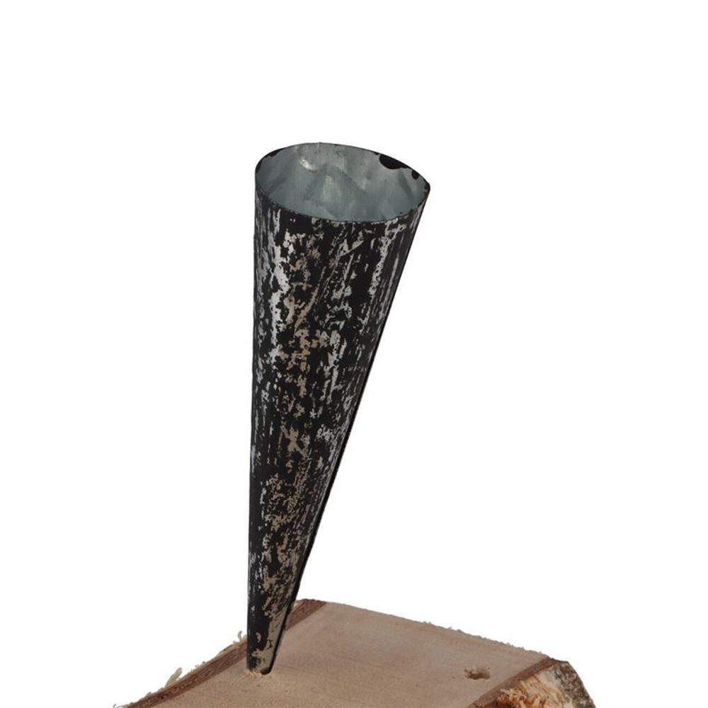 Teelichthalter Spitz schwarz geflammt 4x15cm