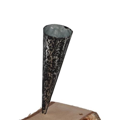 Teelichthalter Spitz schwarz geflammt 4x15cm
