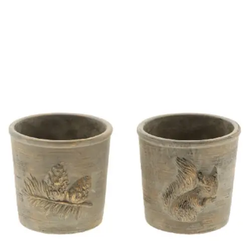 Keramik Übertopf Minka mix braun D14.5cm H13cm