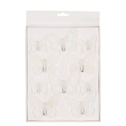Schmetterling/clip 5-8cm weiss