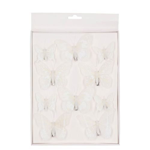 Schmetterling/clip 5-8cm weiss