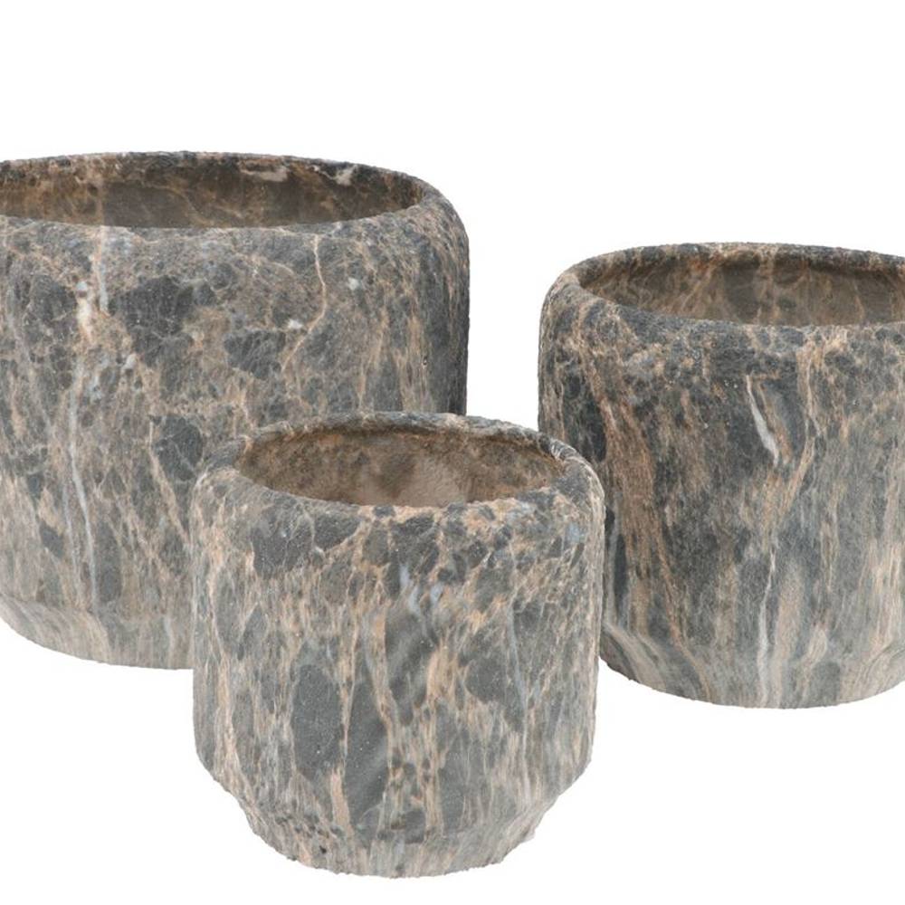 Keramik Übertopf Monty grau 3/Set 25×20/20×17/14×14cm