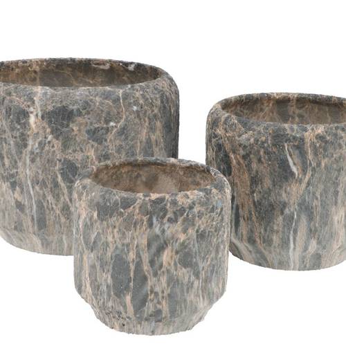 Keramik Übertopf Monty grau 3/Set 25×20/20×17/14×14cm