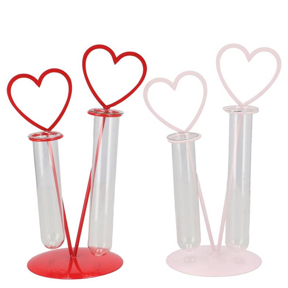Glas Röhrenflasche Metall +Herz mix 14x10x22cm